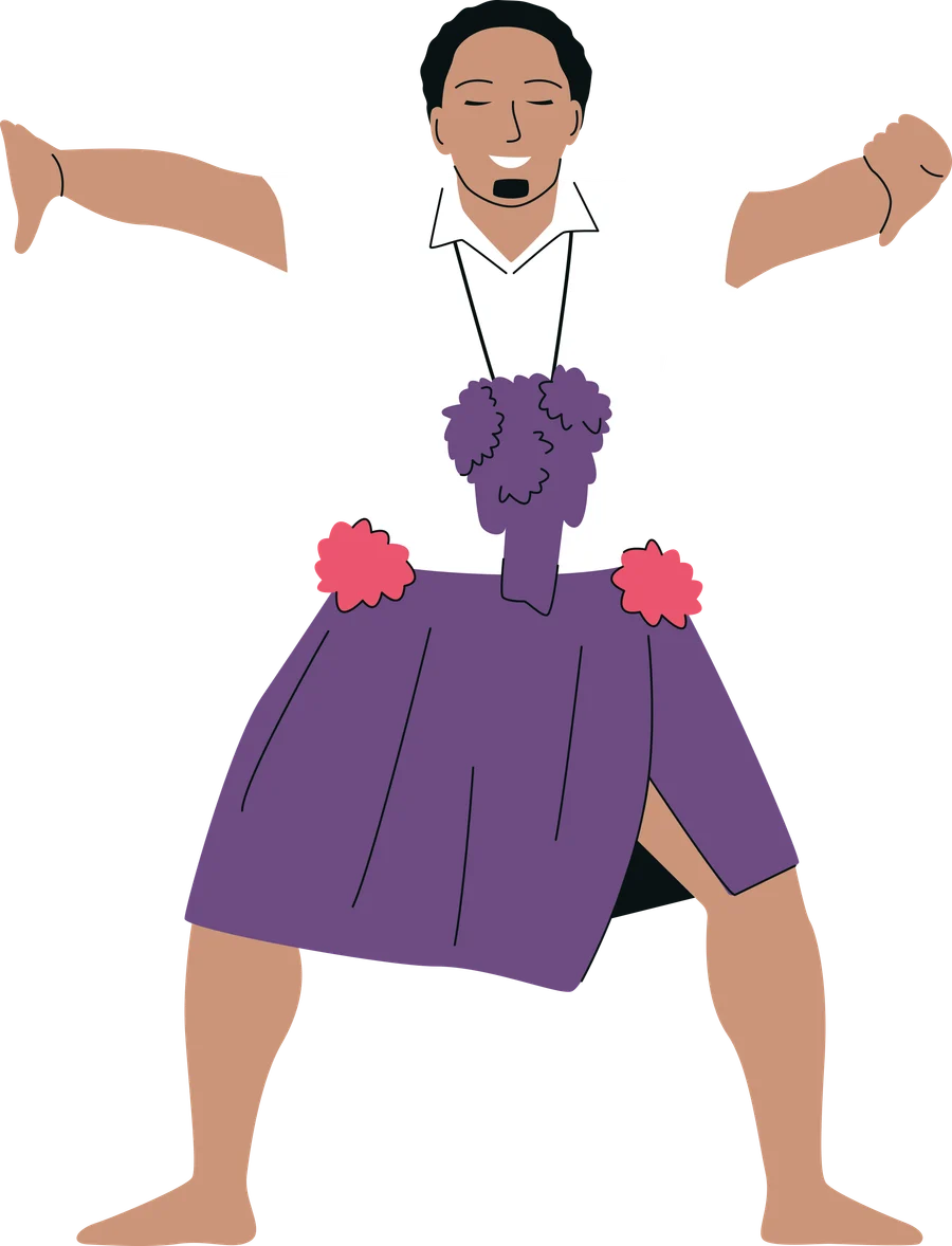 Illustrated dancer in purple costume