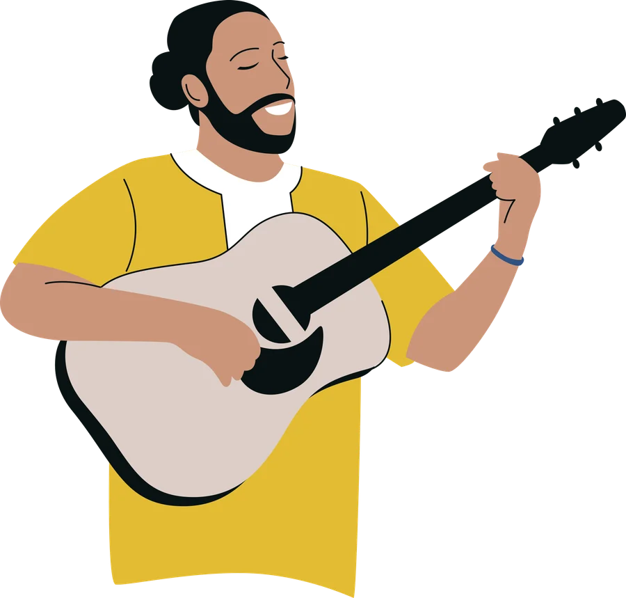Illustrated musician playing guitar