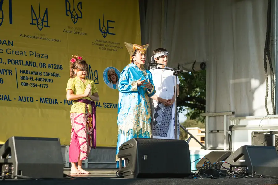 Asian cultural presentation on the festival stage in Portland