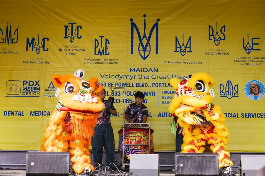 Chinese lion dance performance at the Multicultural Kids Festival in Portland, Oregon