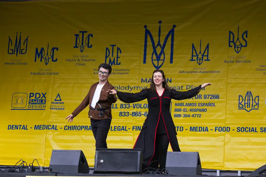 Stage performers dancing at the Portland Multicultural Kids Festival